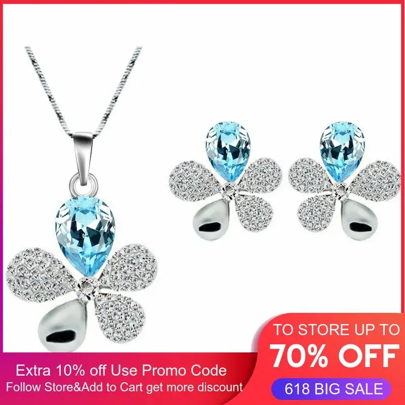 2017 Свадебный комплект ювелирных изделий из колье и серёг с подвеской в виде