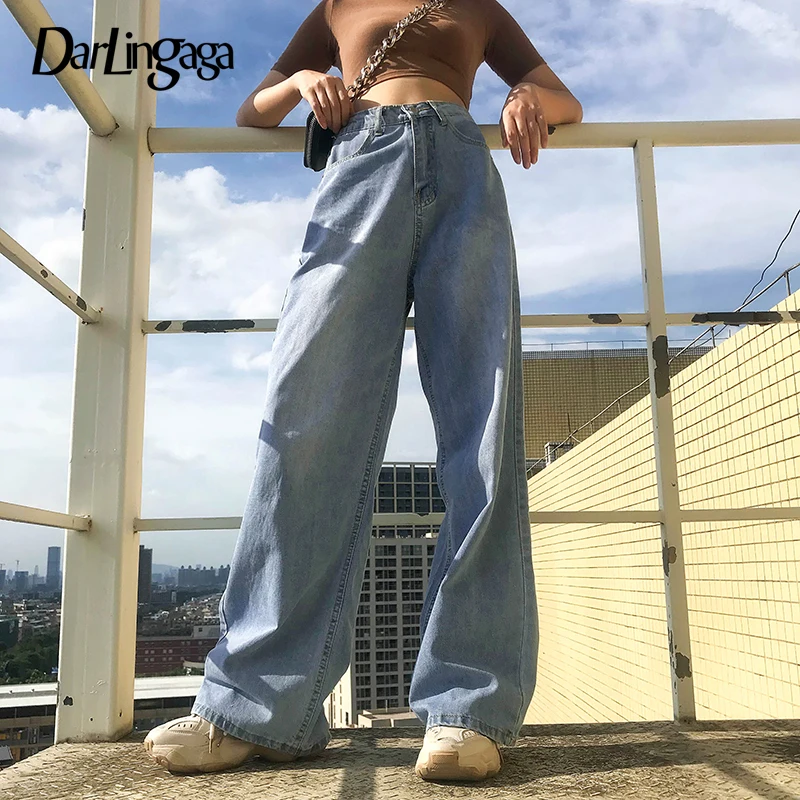 

Darlingaga Streetwear Loose High Waist Denim Pants Solid Casual Jeans Wide Leg Pants Women Trousers Bottom Sweatpants Pantalones