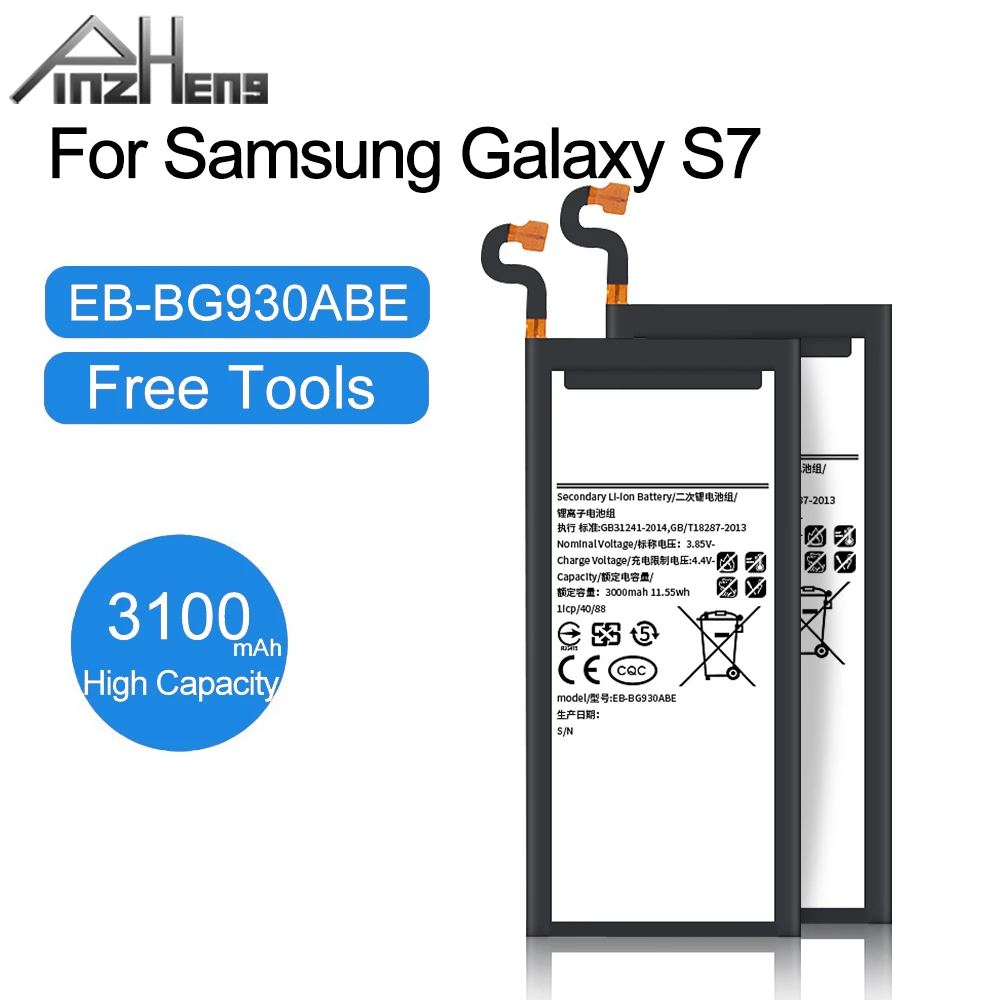 

PINZHENG 3100mAh EB-BG930ABE Phone Battery For Samsung Galaxy S7 G930F G9300 G930 Bateria Replacement Mobile Phone Battery