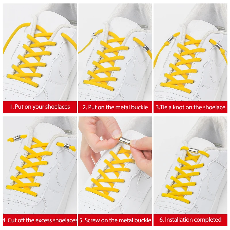 1 Pair Elastic Shoelaces Sneaker Shoe Laces for Men Women Quick Metal Lock No Tie Shoestrings off White Black Lazy Laces16 Color