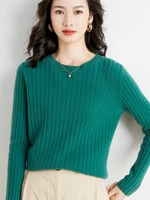 autumn and winter wool womens round neck pullover sweater korean loose pit strip long sleeved base coat 62111