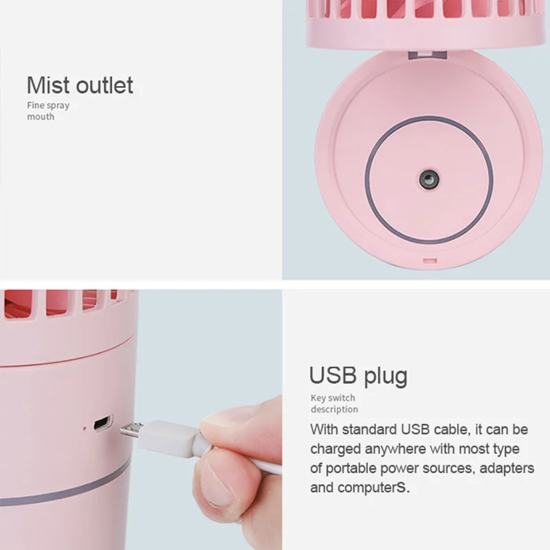 

KBAYBO Portable USB Fan flexible with air diffuser Adjustable Cooler Mini Fan Handy Desk Desktop USB Cooling mist Fan humidifier
