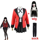 Популярный модный Костюмы для косплея аниме Kakegurui Yumeko Jabami школьная обувь для девочек костюм на Хэллоуин Униформа полный комплект, пиджак, рубашка, юбка носок