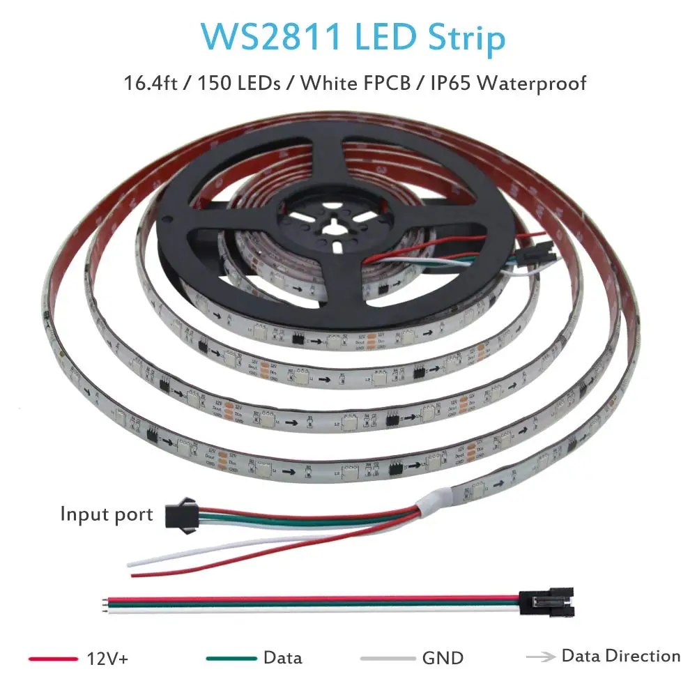 WS2811 LED Strip RGB Addressable Rope Light 12V 5m 150 LEDs Dream Color Programmable Digital Pixel Lights JK | Освещение