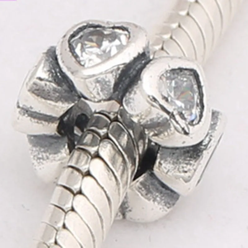 

Original 925 Sterling Silver Bead Sparkle With Crystal Heart Beads Fit Pandora Women Bracelet & Necklace Diy Jewelry