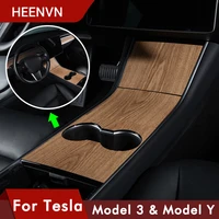 heenvn model3 car center console wrap sticker for tesla model 3 y wood console grain accessories for tesla model three accessory