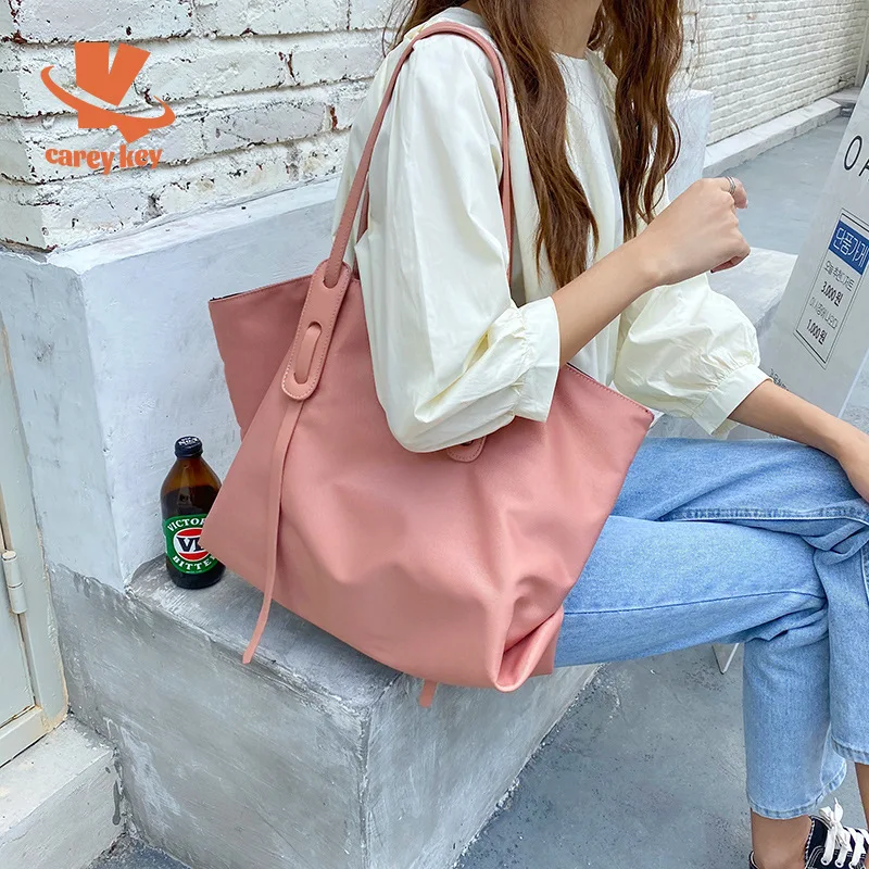 

CAREY KAY Large Capacity Tote Composite Bag Women Shoulder Buckets Handbags Fashion Pink Black Big Bag Shopping Book Bags