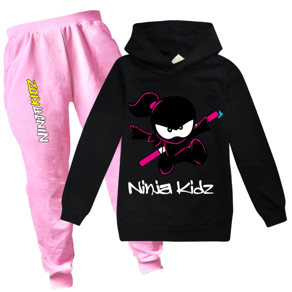 2022 New Spring and Autumn Children's NINJA KIDZ Kids Cotton Long Sleeve Hoodie Suit Boys Girls Sports Pullover Set 2-16Y