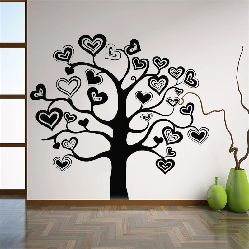 Наклейка на стену в виде дерева декор сердца ветки причудливые для дня рождения