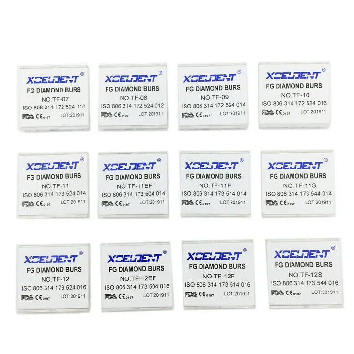 100 шт./10 коробок Стоматологические алмазные Буры сверла серии TF