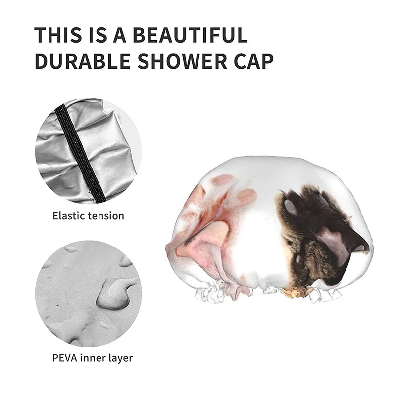 

Cat and dog paw pattern waterproof shower cap double layer shower cap adjustable elastic band fashion your ladies shower cap