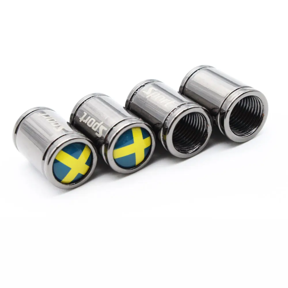 4 Pcs/Set Copper +Chrome Sweden flag Style Tire Valve Stem Cap Wheel Air Caps for Auto Cars|Стержни и колпачки клапана| |
