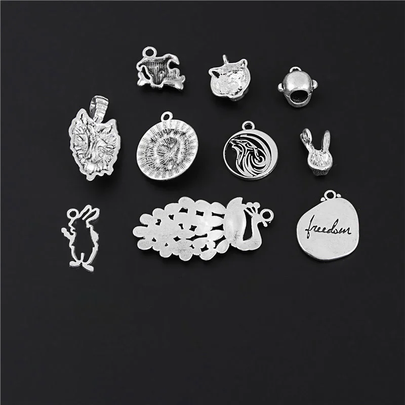 20 шт. смешанный серебряный цвет взрыв обезьяны тигр голова прекрасный павлин