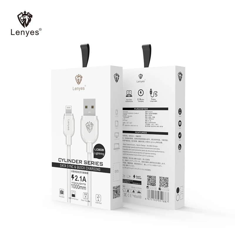 Lenyes type-C кабель 3 фута PVC 2.1A для синхронизации данных и зарядки iOS Micro V8 USB 2 в 1