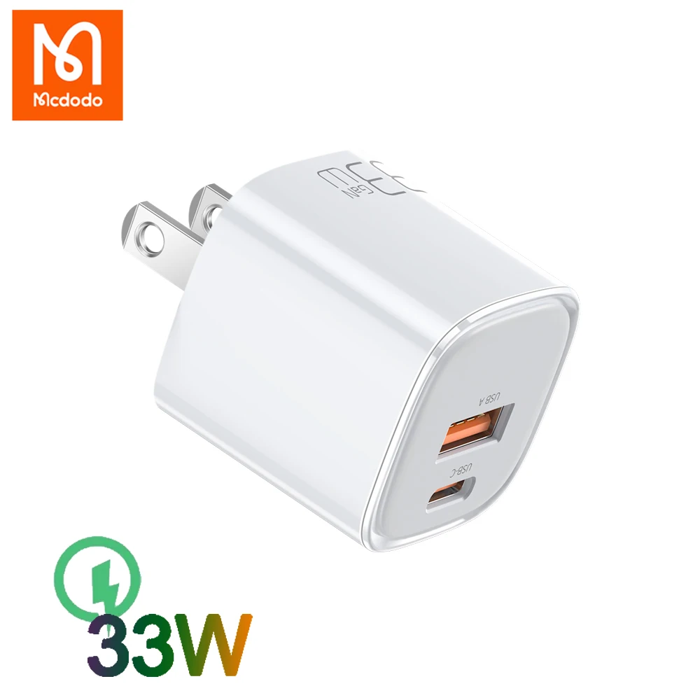 

Mcdodo 33W USB Type C PD быстрое зарядное устройство GaN Быстрая зарядка SCP 2 порта портативное зарядное устройство для iPhone 13 12 Pro Max Xiaomi Samsung