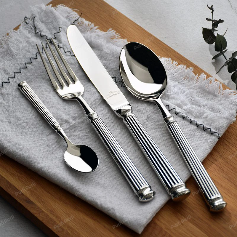 

Roman 304 Food Grade Dinnerware Set Western Steak Knife Fork Spoon Vajilla Dinning Table Set Stainless Steel Cutlery Set Metal