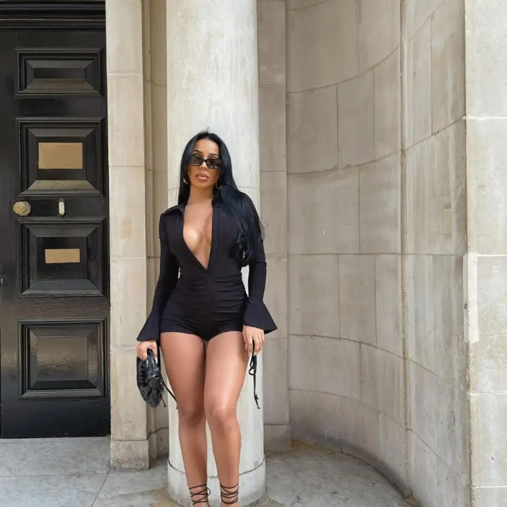 Женский Повседневный Комбинезон однотонный плиссированный комбинезон с