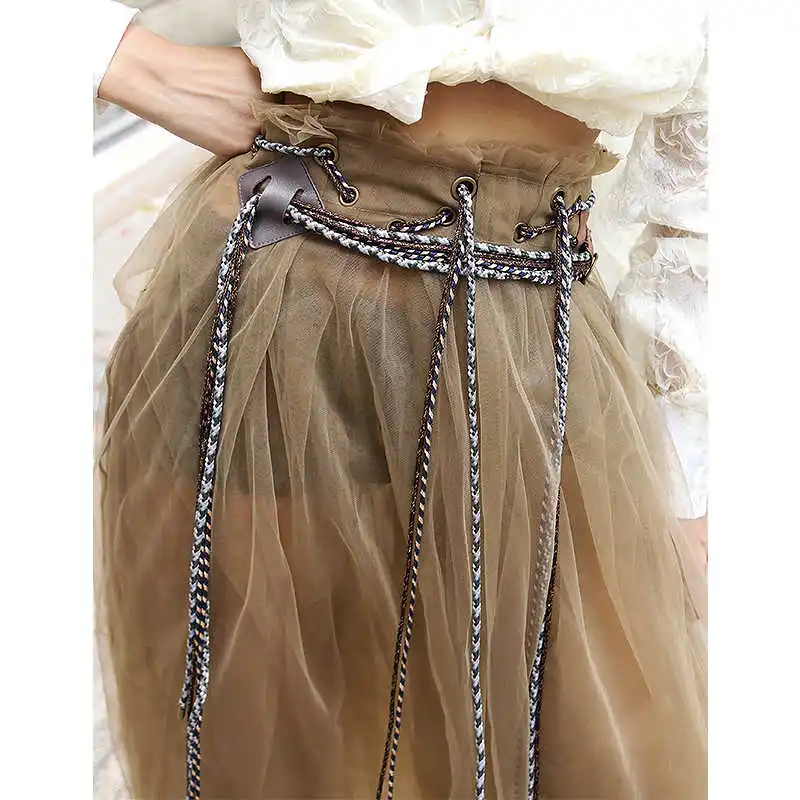 LANMREM Pre Sale 2022 Mori Girl Style Drawstring High Waist Medium And Long Ball Gown Skirts For Female Spring New Vintage YJ568 | Женская