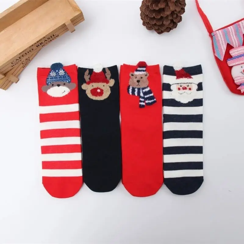 

Clearance Sale 4Pairs/lot Christmas Socks for Women Autumn Winter Warm Long Socks Cartoon Print Japanese Kawaii Cute Crew Socks