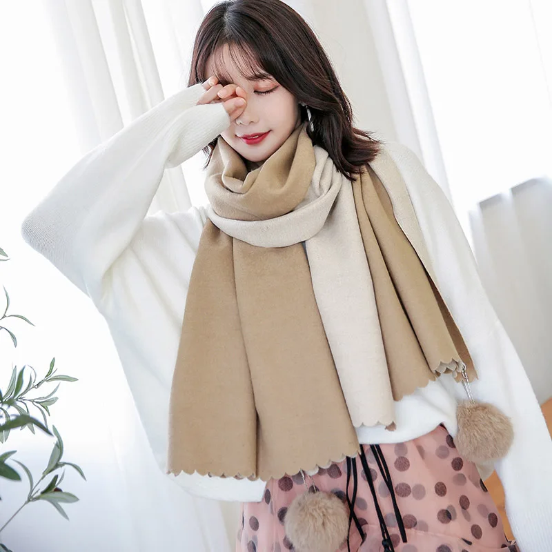 2021 зимний шарф из искусственного кашемира для женщин в Корейском стиле двух