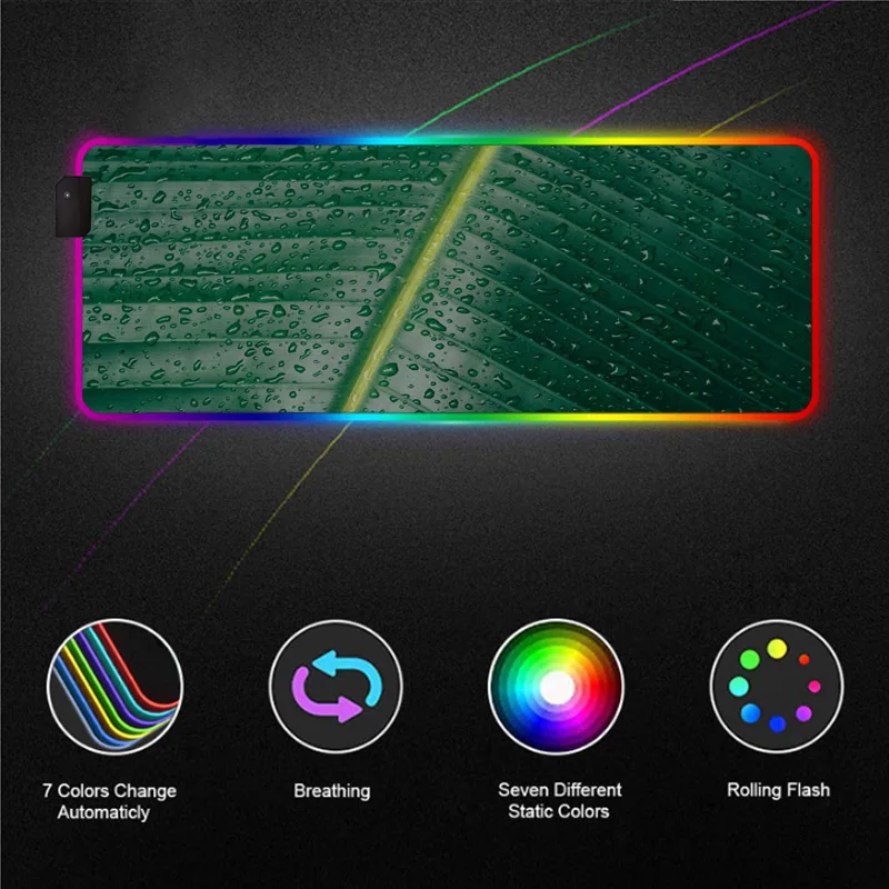 Зеленый лист капли воды RGB Мышь Pad светодиодный Цвет игровая клавиатура с