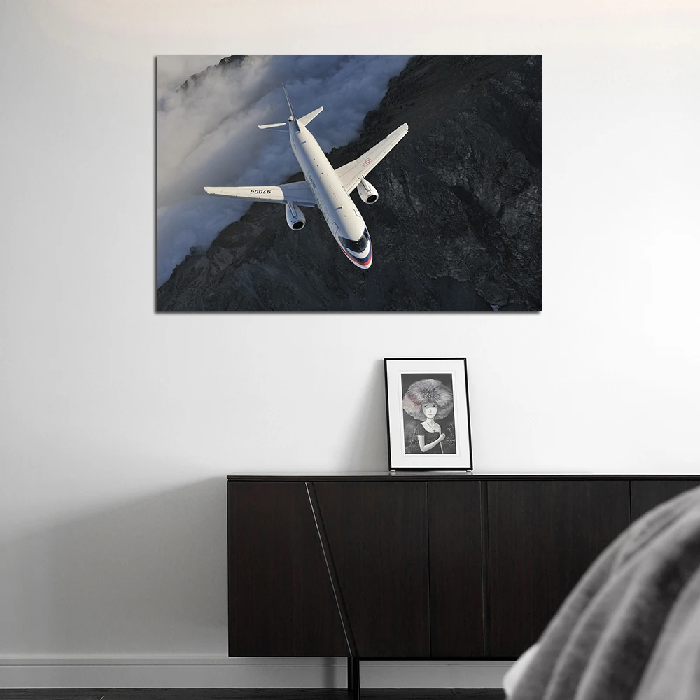 Плакаты с самолетом Sukhoi SuperJet 100 холст тканевые принты сделай сам картины в рамке
