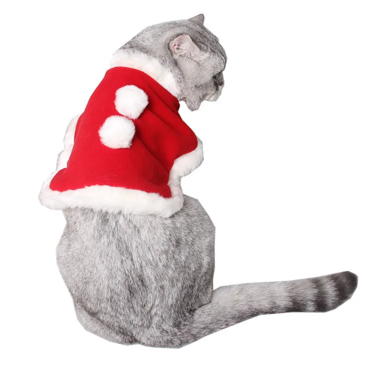 

European and American Christmas New Year Wind Cloak Pet Party Accessories Clothes Factory Cat Pet Warm Red Fleece Cloak
