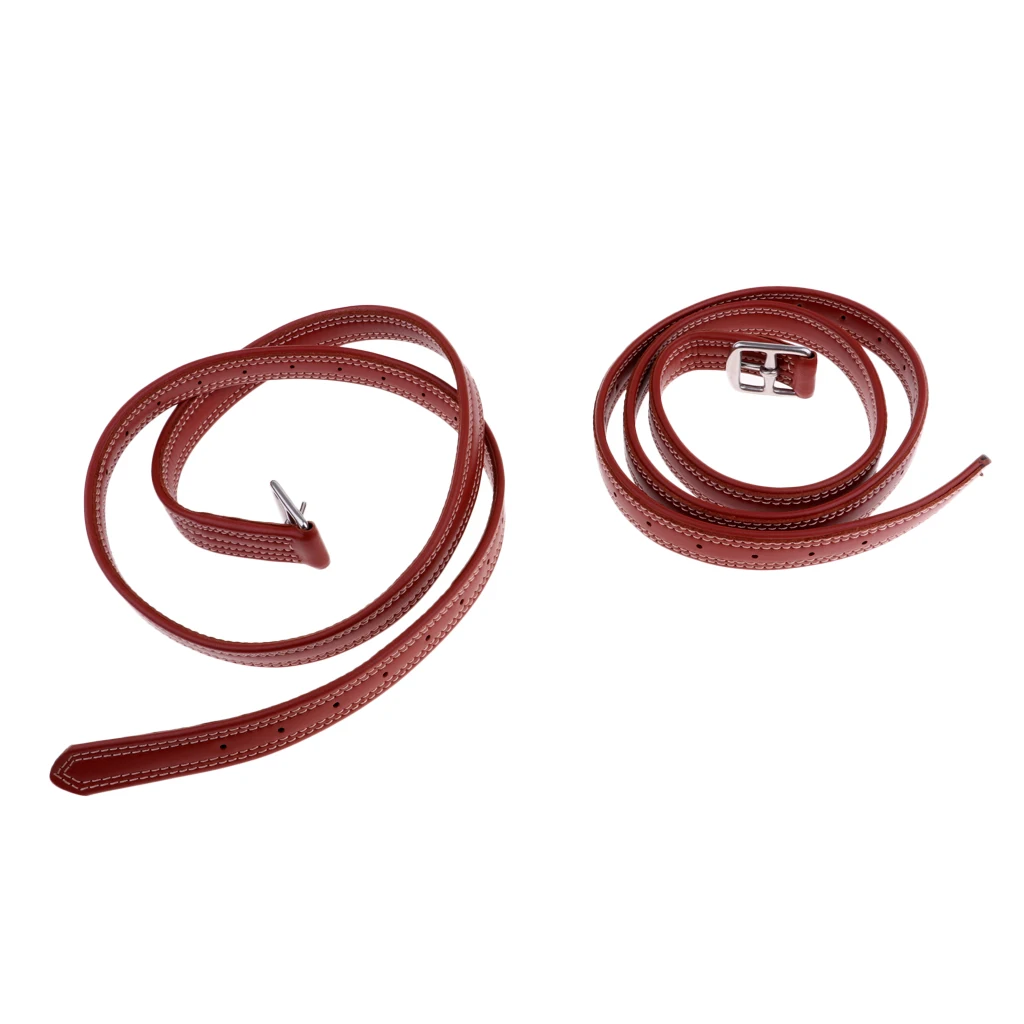 2pcs 51 ''1'' Конный стремена для верховой езды кожаный ремень с пряжкой из нержавеющей стали черный/красный - Цвет: Коричневый
