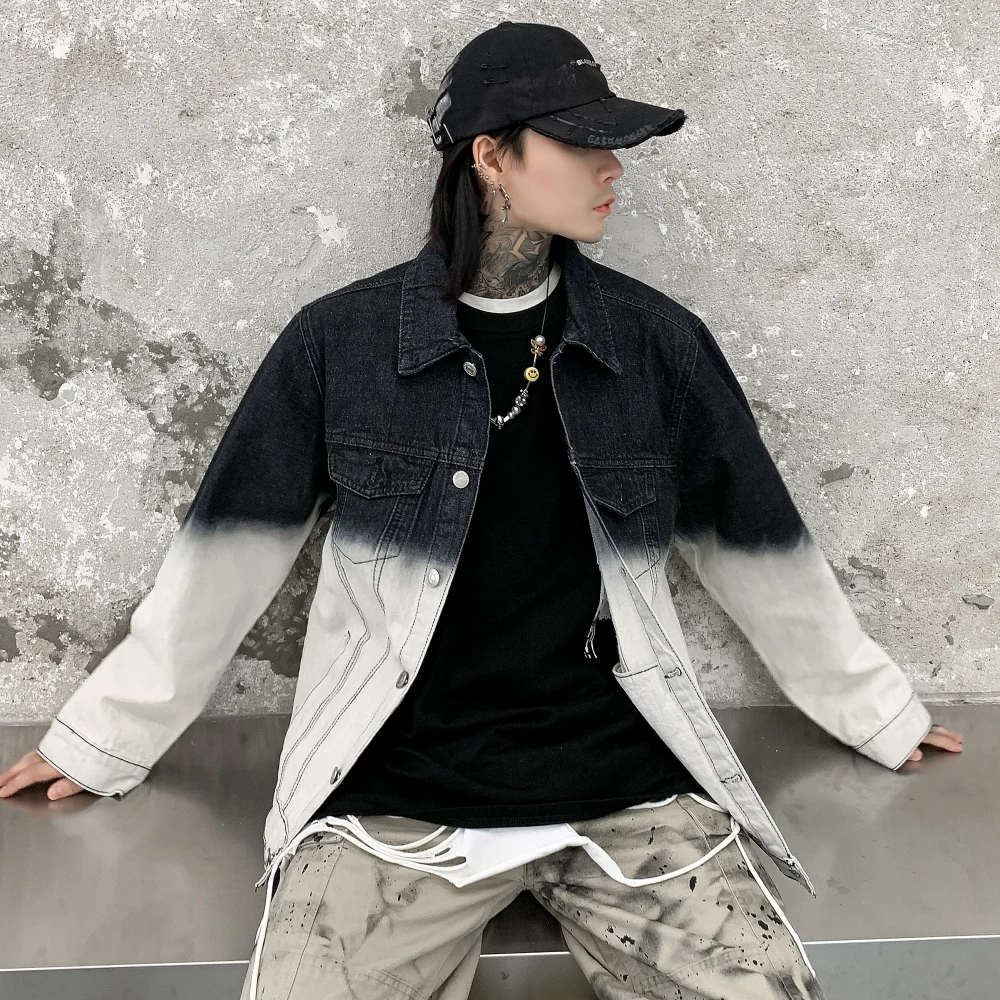 Мужские комбинезоны в стиле ретро с градиентом японском Харадзюку джинсовые