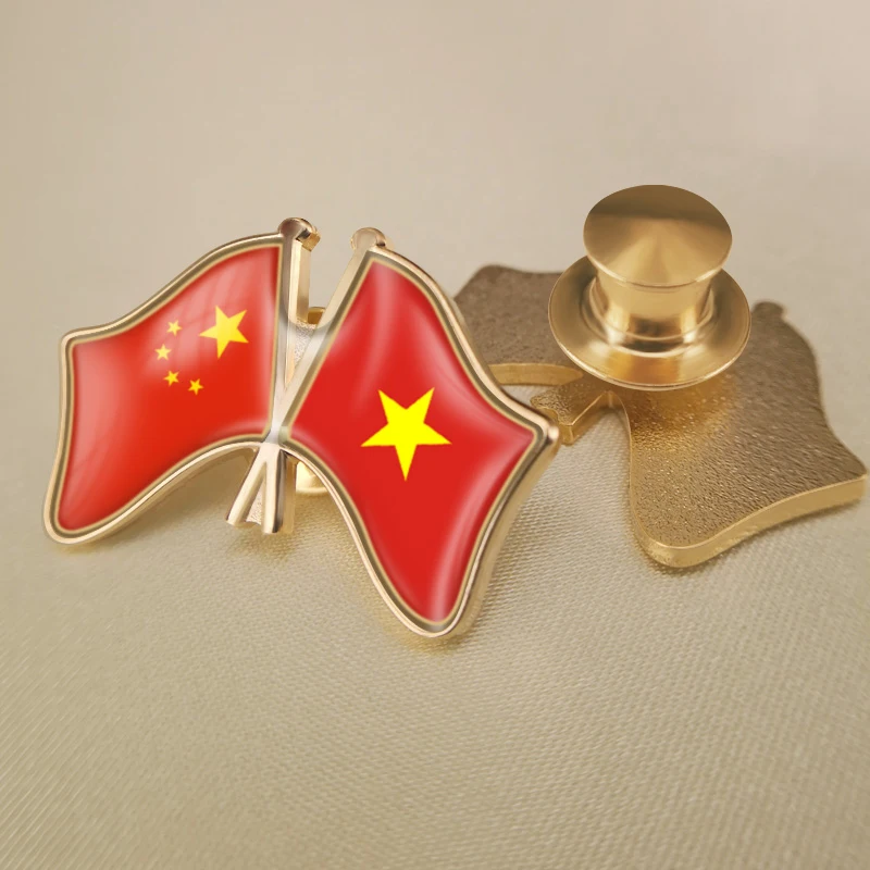 Вьетнам и Китай перекрестные двойной флаг дружбы значков на булавке брошь