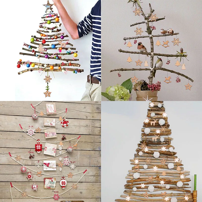 100 шт деревянные рождественские украшения мини Рождественские Елочные Украшения