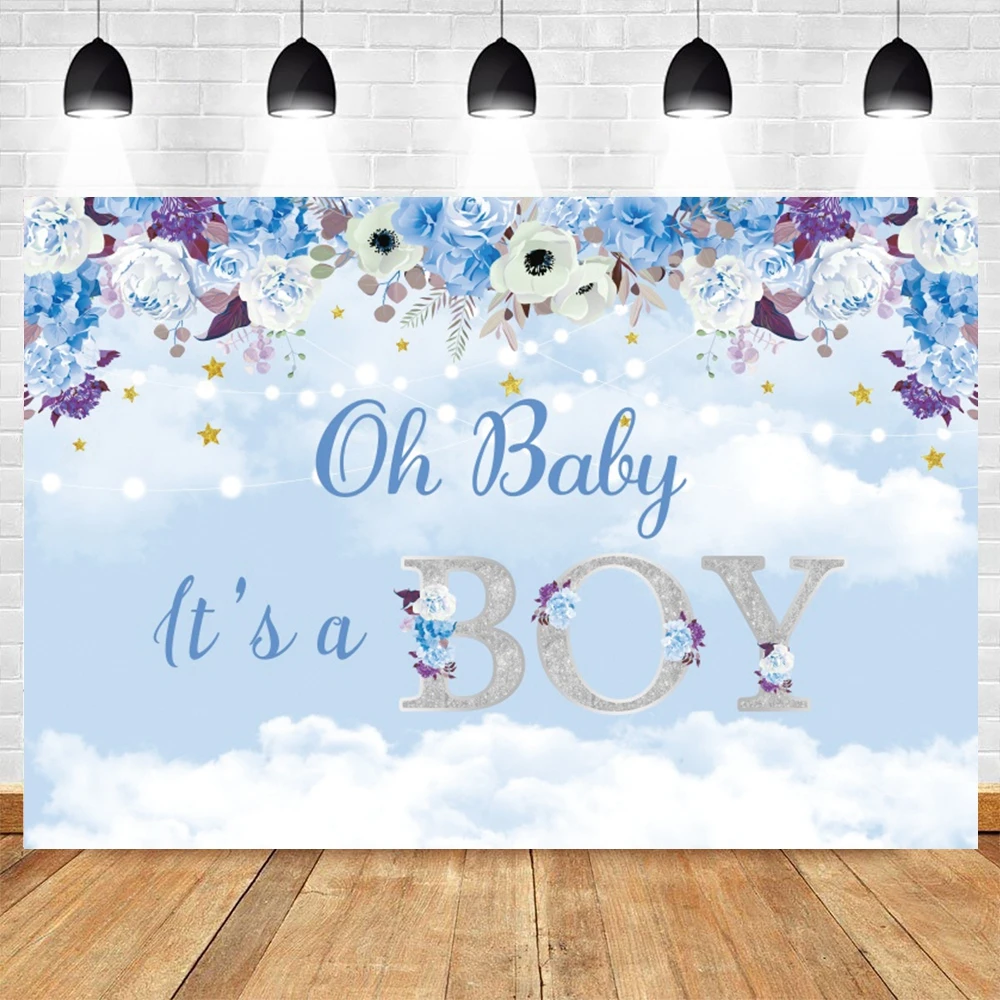 

Фон Yeele для фотосъемки с голубыми цветами облаками звездой мальчиком для новорожденных вечеринки на день рождения Фотофон для фотостудии