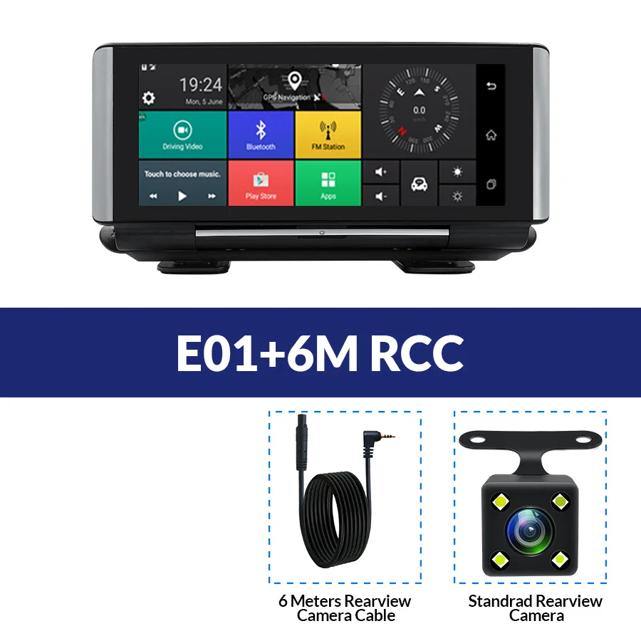 E01-6M RCC E-ACE E01 Автомобильный видеорегистратор gps 4G навигационный трекер " Android 5,1 Автомобильная камера wifi 1080P ADAS видео рекордер для автомобильных навигаторов туризма - Название цвета: E01-6M RCC