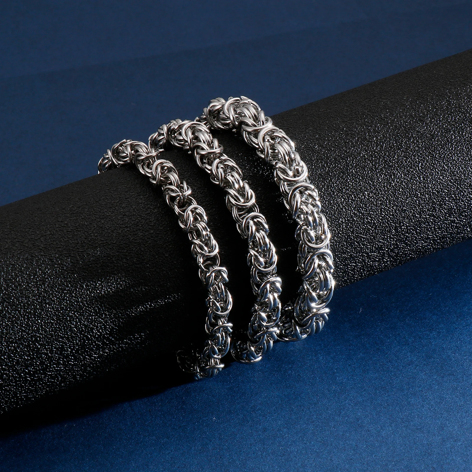 Браслет-цепочка мужской витой серебристого цвета из нержавеющей стали, 6/7/8 мм