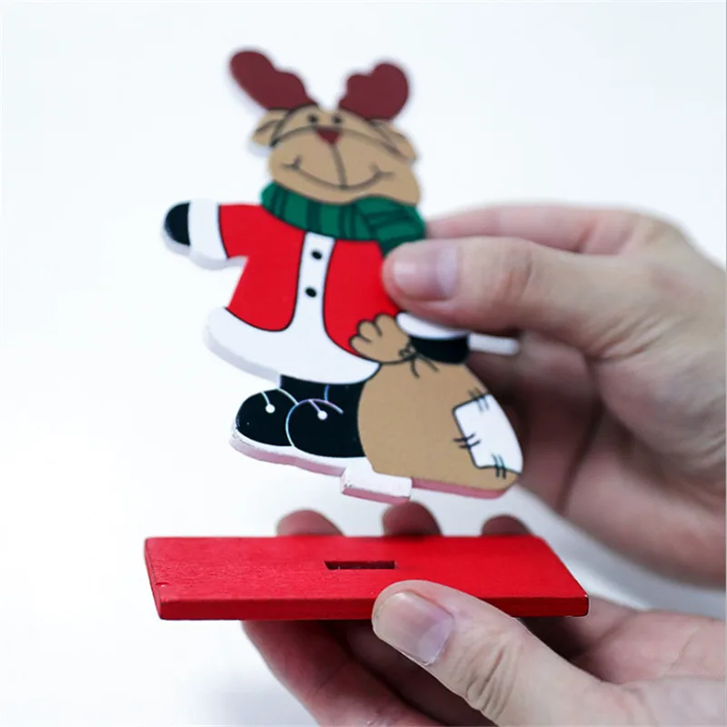 

Christmas Decorations for Home 1pcs Creative Painted Wooden Santa Snowman Ornaments Christmas Desktop Ornaments Navidad Natal-S