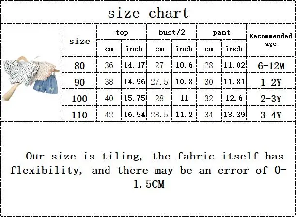 

Kids Baby Girls Summer Fly Sleeve Dot Tops T-shirts Denim Short Pants Bow Toddler Children Clothes Sets 2pcs 6M-4Y