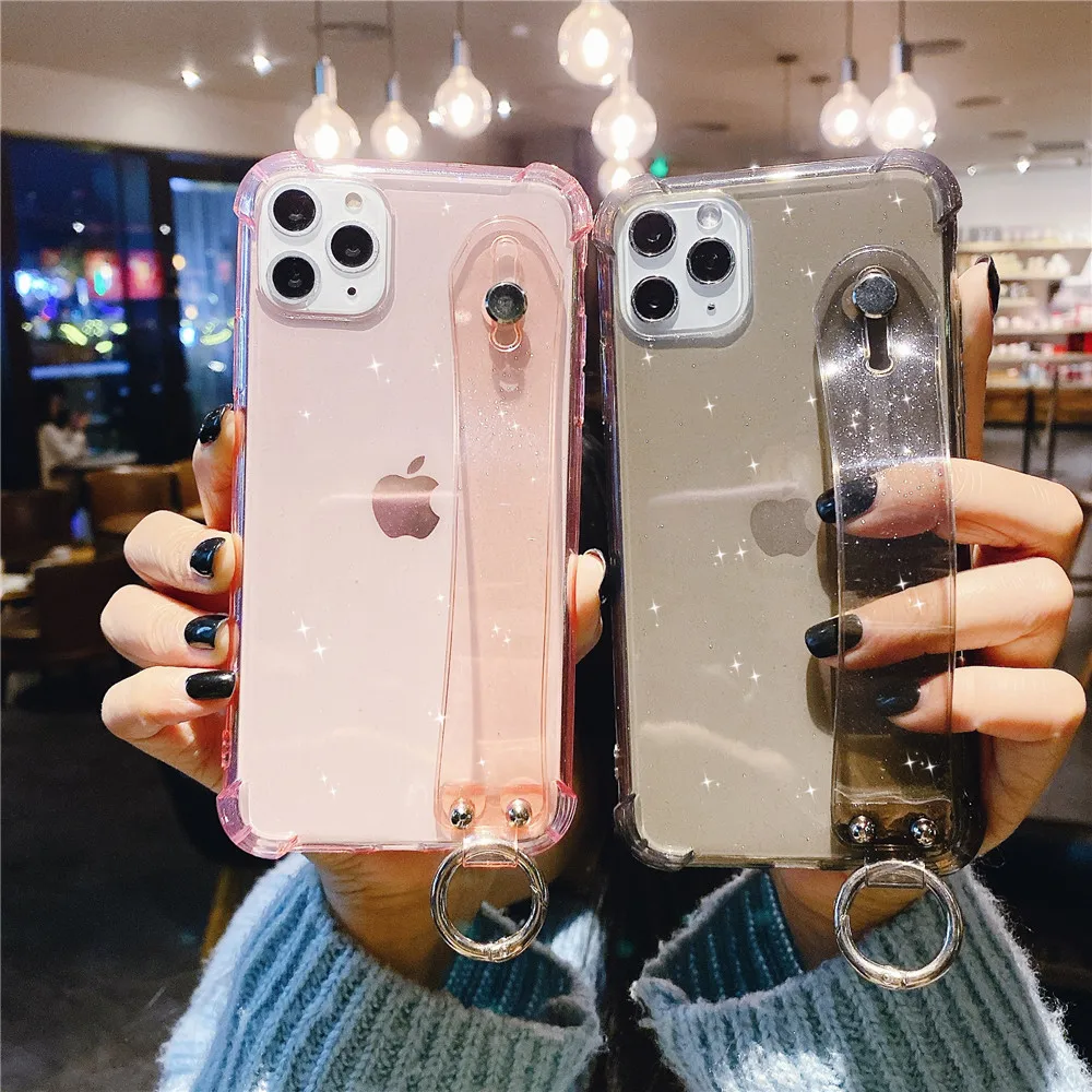 Роскошные блестящие чехлы для телефонов с ремешком на запястье iPhone 11 Pro X XS Max XR