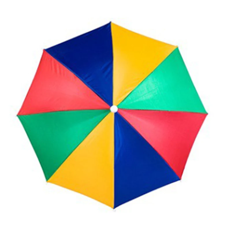 Открытый зонтик шляпа новинка складной дождливый день свободные руки Радуга