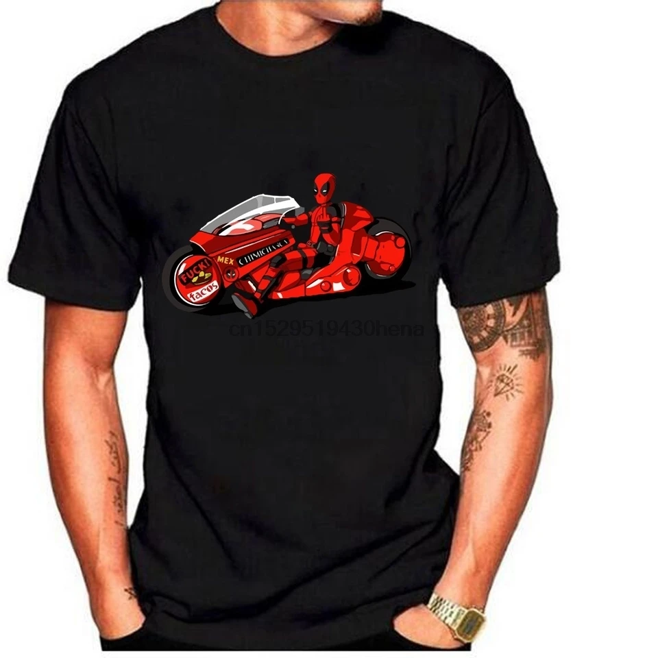 Повседневная футболка с принтом Дэдпула и мотора топы графическим рисунком