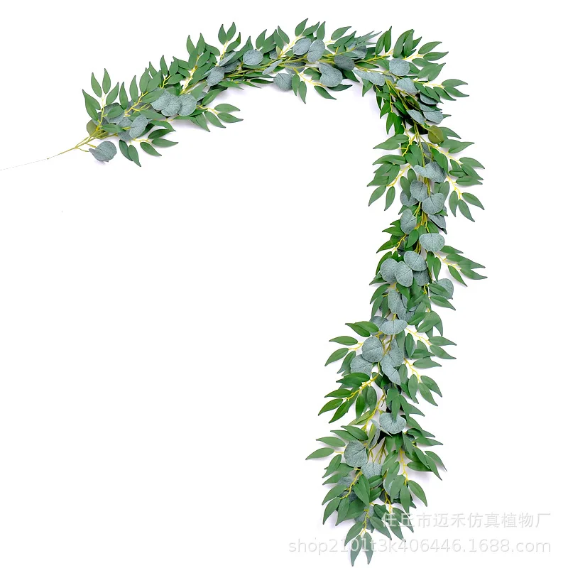 

Simulated Leaves Plant Eucalyptus round Leaf Rattan Willow Leaf Vine Eucalyptus Leaves Ivy Ornamental Flower Home Ornament