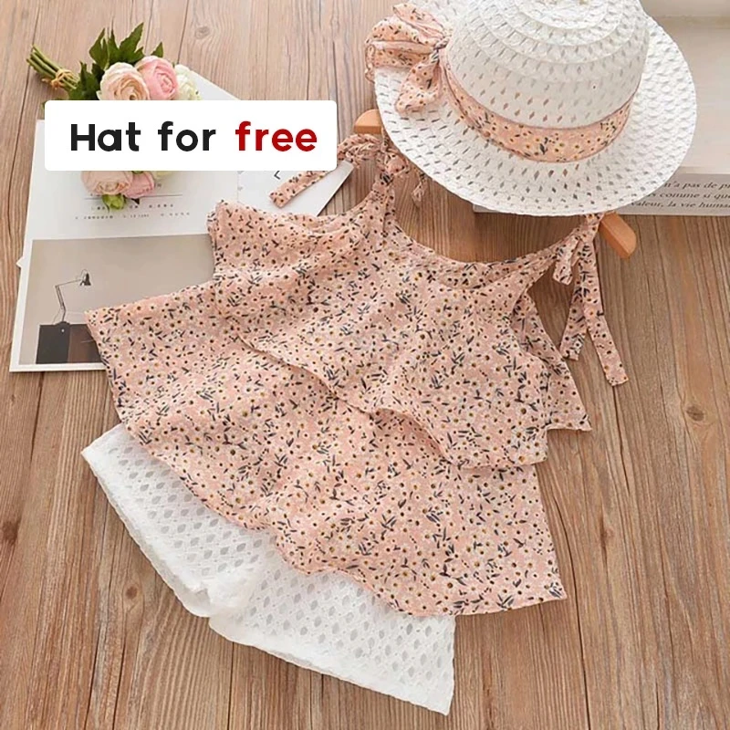 Melario Polka Dot Printed Casual Clothing Sets for Girls Sleeveless T Shirt Shorts 2pcs Suits Toddler Girl Clothes Outfit | Детская