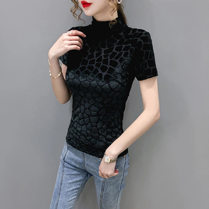 

2020 Spring Summer European Clothes T-Shirt Fashion Print Union Women Viscose Tops Summer Short Shirt Bottoming Shirt Tees 5842