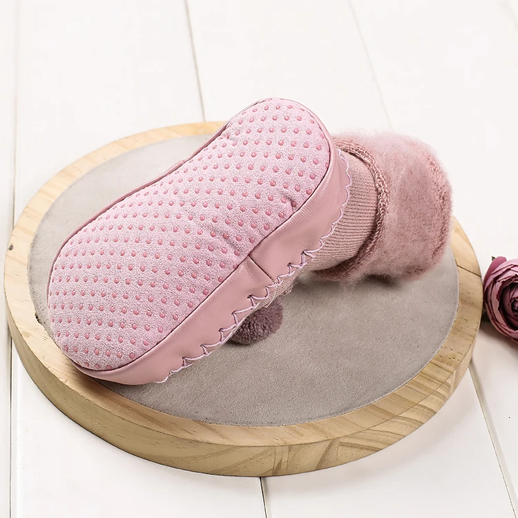 Новые зимние толстые 0-12 M/12-24 M Детские Первые ходунки из искусственной кожи обувь для малышей мягкая подошва новорожденных одноцветные домашние носки