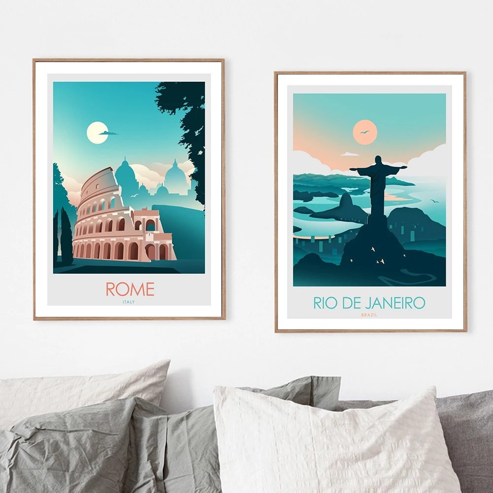 Картина маслом в скандинавском стиле пейзаж римская Амальфи на холсте