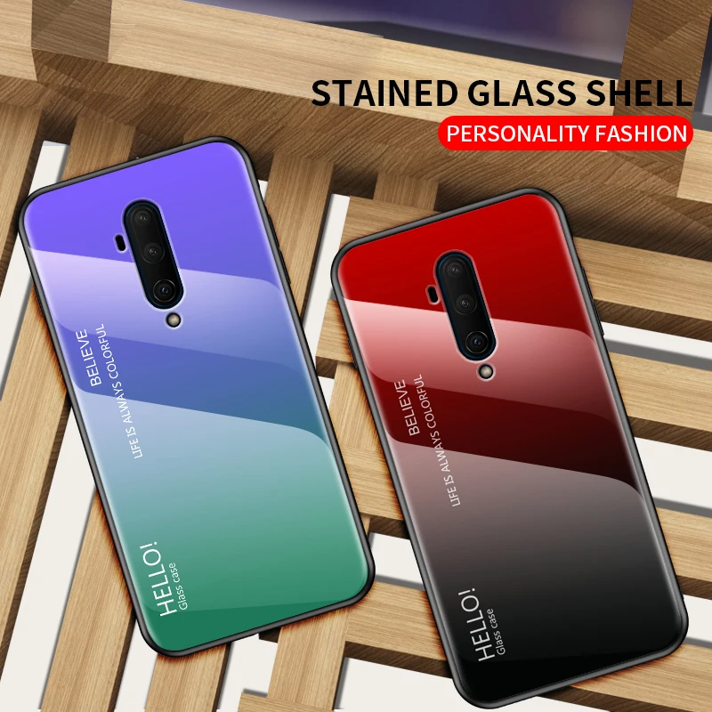 OnePlus 7T Pro Чехол роскошная мраморная оправа из закаленного стекла и мягкого ТПУ