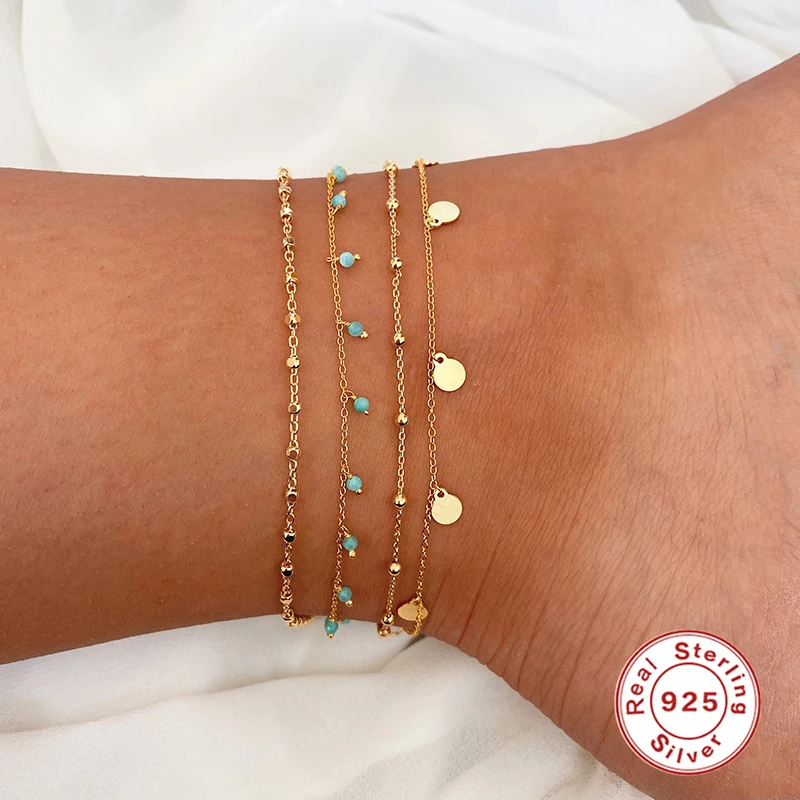 Женские ножные браслеты CANNER из настоящего серебра 925 пробы в простом стиле милые