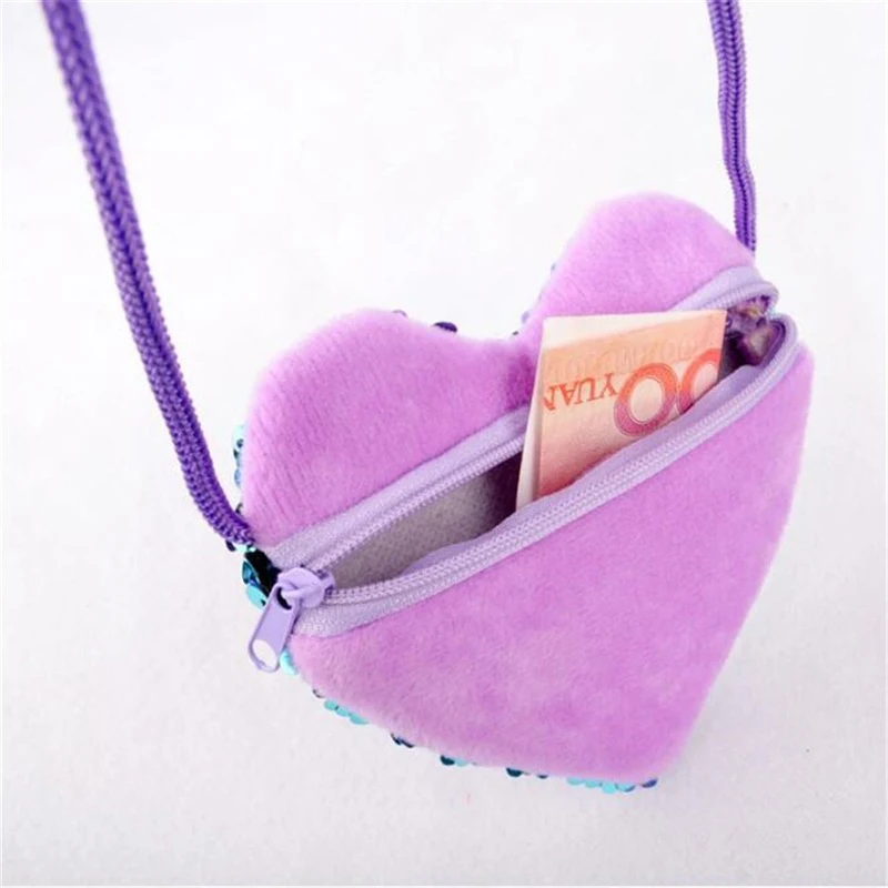 

New Sequins Loving Heart Kids Shoulder Coin Bag Baby Girls Mini Messenger Bag Cartoon Boys Small Coin Purse Children Handbags