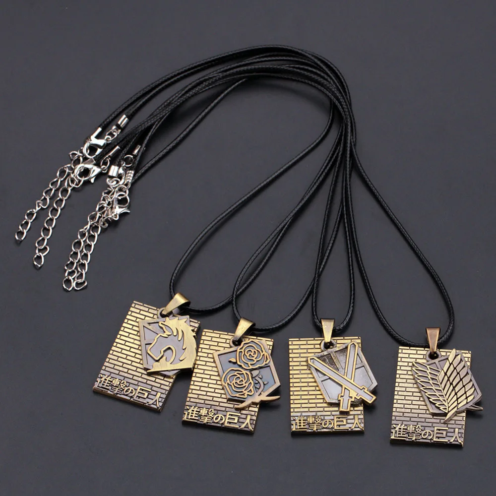 

Бесплатная доставка, аксессуары для аниме «атака на Титанов», ожерелье из сплава, стена с свободой меч с крылом, Розовая лошадь, кожаная цепь...