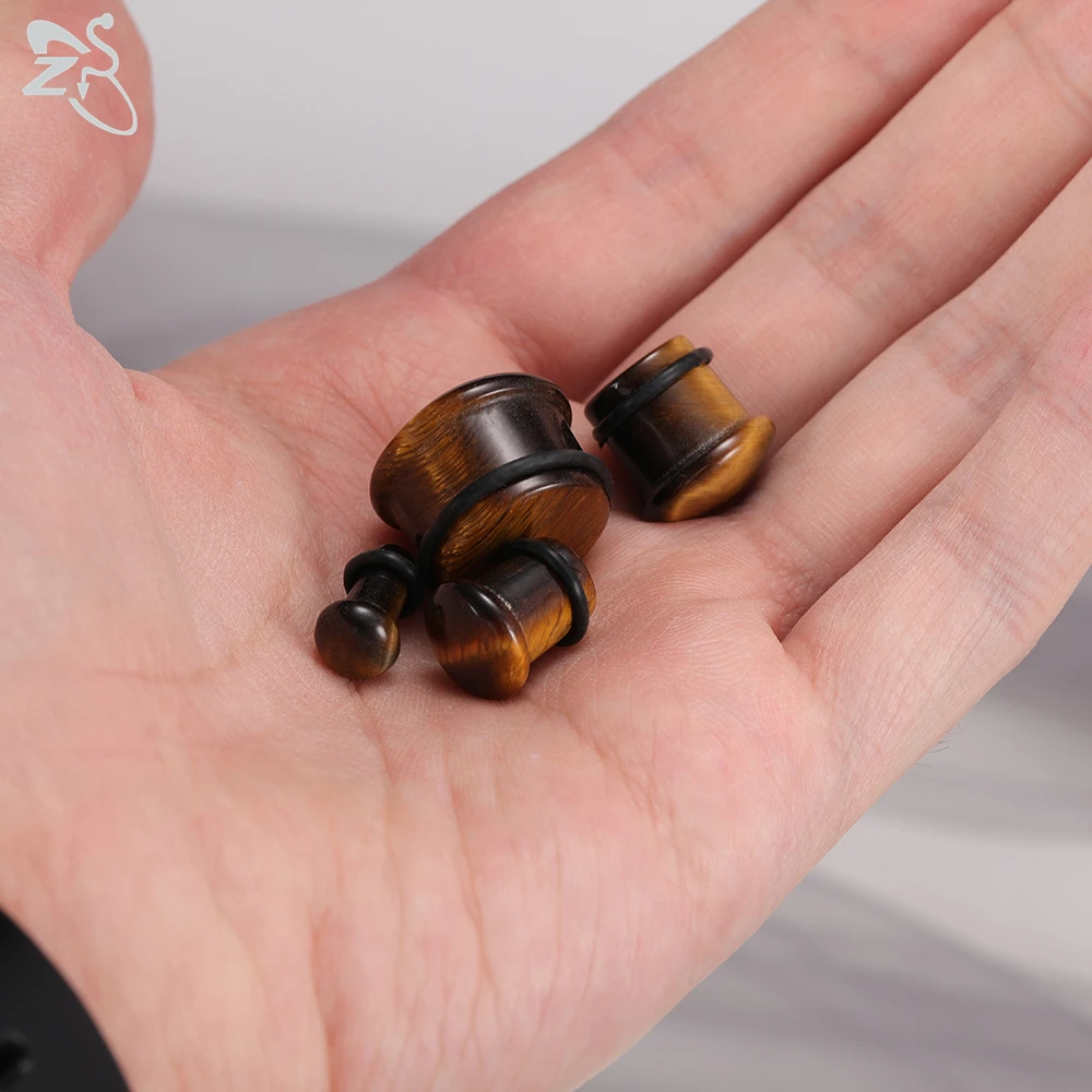 Тоннель для ушей ZS 5-18 мм 100% Натуральный Необработанный тигровый глаз | Украшения