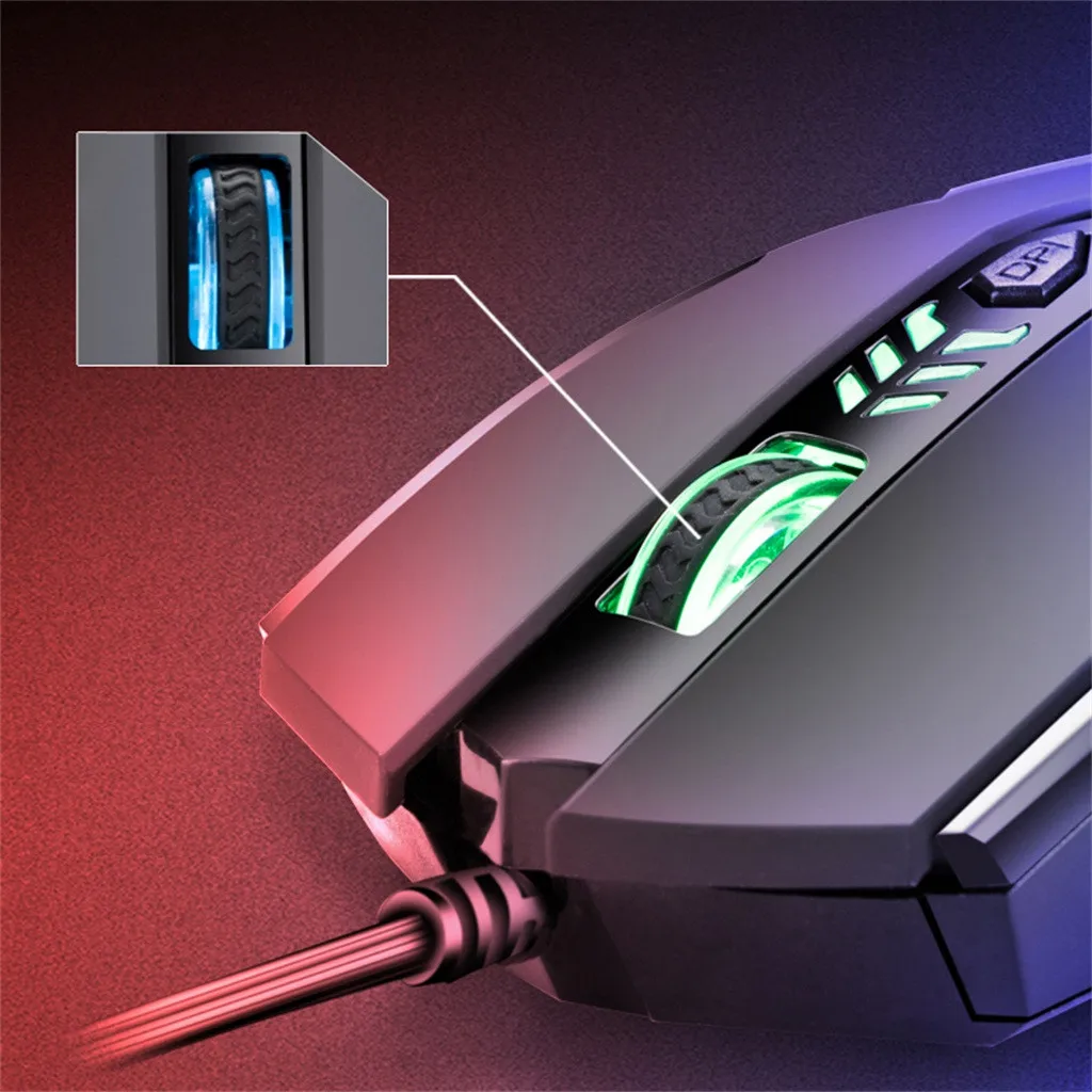 Модная мышь LED Проводная игровая профессиональная 6 кнопок 2400 точек/дюйм